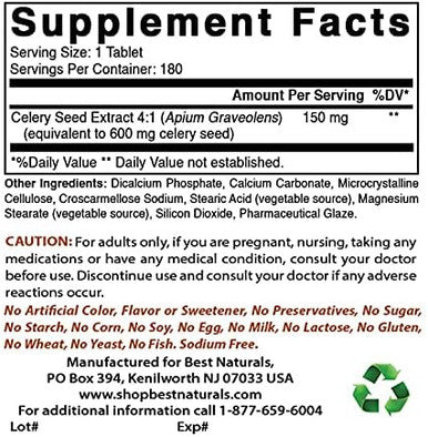 Best Naturals Celery Seed 600 Mg & Magnesium Glycinate 425 Mg