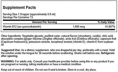 Swanson Vitamin B-12 Sublingual Liquid 1Vitamin 000 mcg 2 fl Ounce (59 ml) Liquid