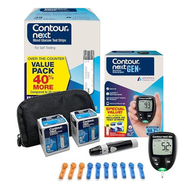 Ascensia Contour Next Gen Blood Glucose Monitoring System " Allinone Kit For Diabetes With Glucose Monitor And 55 Test Strips For Blood Sugar & Glucose Testing