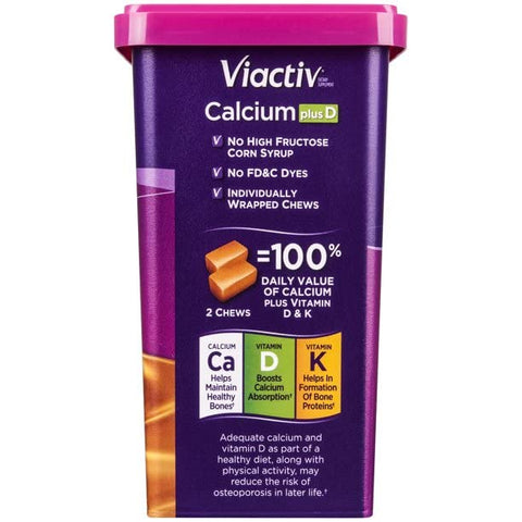 Viactiv Max Formula Calcium +Vitamin D3 Supplement for Bone Health Rich Caramel 100 Soft Chews 5 Pack