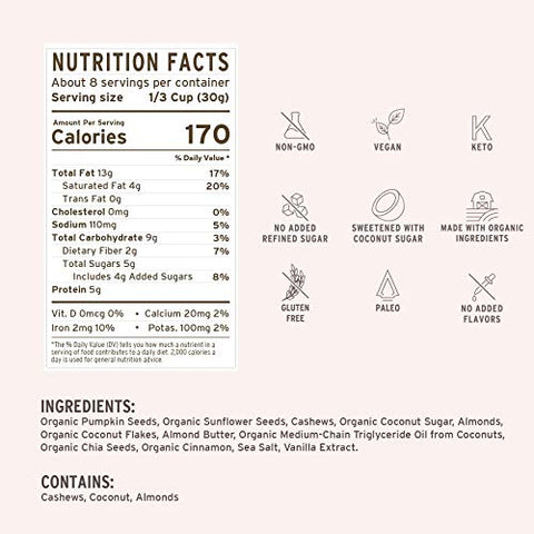 Purely Elizabeth, Vanilla Almond Butter, Keto Granola with MCT Oil, Grain-Free (6 Ct, 48oz Bulk)
