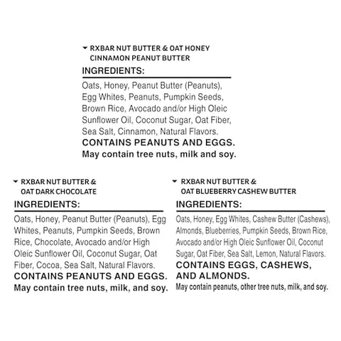 RXBAR Nut Butter and Oat Protein Bars, Protein Snack, Snack Bars, Variety Pack (3 Boxes, 15 Bars)
