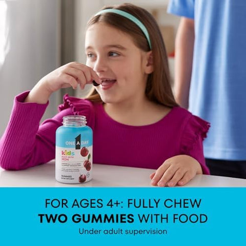 One A Day Kids Multivitamin with Iron Gummy Vitamin D Vitamin C E Zinc for Immune Support Gummy Vitamins Kids Multivitamin Gummies with Iron Cherry Flavor 60 Count (Packaging May Vary)