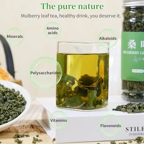 Wanhua Hall Mulberry Leaf Tea Mulberry Tea Loose Leaf 9.17oz/260g Fresh Taste Dried Sang Ye Loose Leaf Herbal Tea Caffeine Free Ã¦Â¡â€˜Ã¥ÂÂ¶Ã¨Å’Â¶ Ã¦Â¡â€˜Ã¥ÂÂ¶ Ã©Å“Å“Ã¦Â¡â€˜Ã¥ÂÂ¶