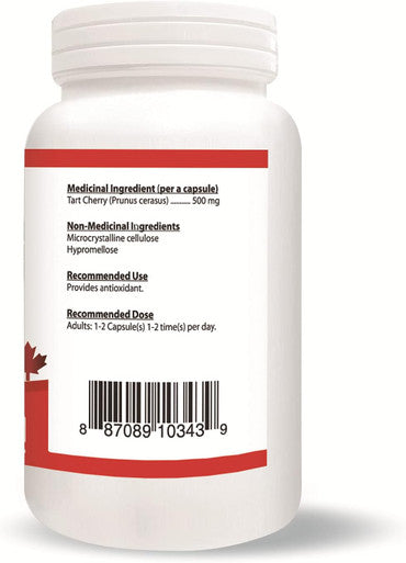 Nutridom North-American Tart Cherry 500mg, Natural, Non-GMO, Made In Canada