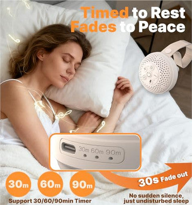 Hmusic Portable White Noise Machine With Voice Recording - 16 Soothing Sounds Sleep Machine 20-60H Battery 3-Level Night Light | 3 Timers Sleep Aid For Adults & Babies