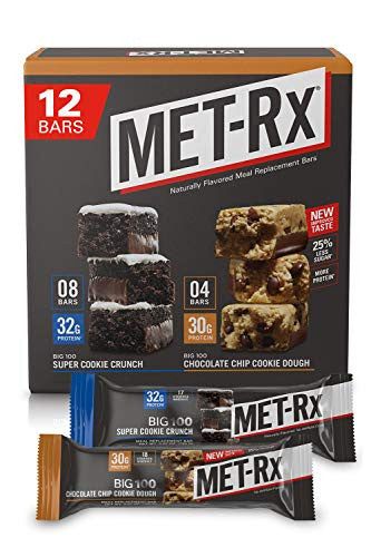 Metrx Big 100 Protein Bars Meal Bars Variety Pack Super Cookie Crunch And Chocolate Chip Cookie Dough Bars 12 Count 3.52 Oz.