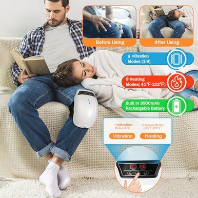 Bsteciar Heated Knee Massager Heated Knee Braces With Adjustable Temperature & Vibration Rechargeable Knee Massager With Led Screen & Heat