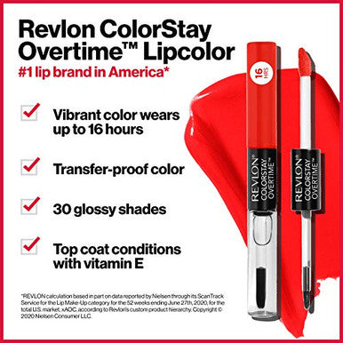 Revlon Liquid Lipstick With Clear Lip Gloss Colorstay Overtime Lipcolor Dual Ended With Vitamin E 360 Endless Spice 0.07 Oz