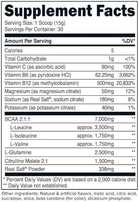 Primaforce Bcaa Powder (Watermelon) 7000Mg 2:1:1 Bcaas 30 Servings Postworkout Recovery Drink With Amino Acids And Real Salt For Men & Women