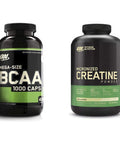 Optimum Nutrition Instantized Bcaa Capsules Keto Friendly Branched Chain Essential Amino Acids (400 Count) With Micronized Creatine Monohydrate Powder Unflavored (120 Servings) - Bundle Pack