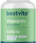 Bestvite Vitamin D3 5000 IU (365 Capsules) - No Stearates - Non GMO - Gluten - 1 Year Supply of Vitamin D
