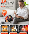 Halidodo Upgrade 4 Massage Area Knee Brace & Red Light Therapy For Knee Cord-Free Rechargeable Controller 20Min Auto Shut-Off 660Nm & 850Nm Red Light Therapy Device For Knee/Elbow/Shoulder.