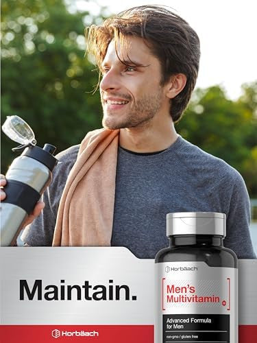 HorbAach Multivitamin For Men 60 Caplets Non-Gmo & Gluten Vitamins & Minerals Daily Supplement