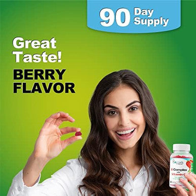 Doctors Finest Vitamin B Complex Gummies, Vegan, Gmo- Gluten , Great Taste Natural Strawberry Flavor Gummy Vitamins, With 6 B Vitamins, Energy Support Dietary Supplement, For Adults 90 Gummies
