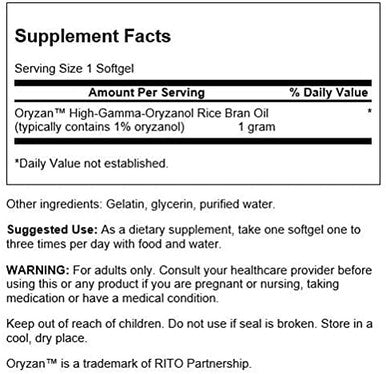 Swanson Maximum Strength Rice Bran Oil Oryzan 1000 Milligrams 90 Sgels (2 Pack)