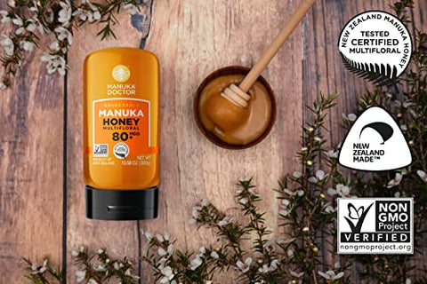 MANUKA DOCTOR - MGO 80+ Multifloral SQUEEZY and MGO 125+ Monofloral Manuka Honey Value Bundle, 100% Pure New Zealand Honey. Certified. Guaranteed. RAW. Non-GMO