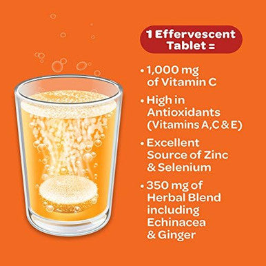 Airborne Zesty Orange Effervescent Tablets 10 Count 1000Mg Of Vitamin C Immune Support Supplement (Packaging May Vary) (Pack Of 4)
