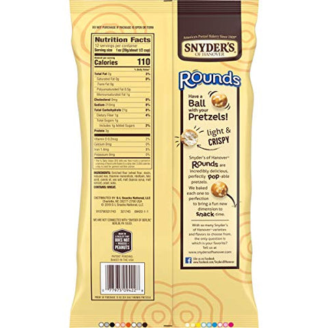 Snyder's of Hanover Pretzels Rounds Sea Salt 12 Ounce