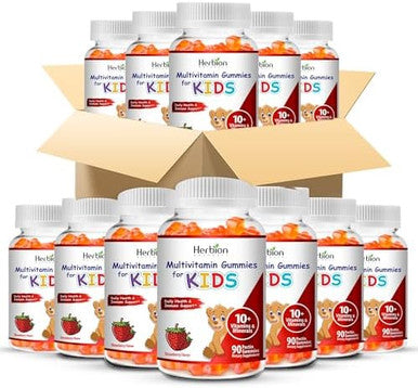 Herbion Naturals Multivitamin Gummies For Kidsimmune Support With Vitamin C D3 B12 A E & Zincstrawberry Flavorgluten Vegan Chewable Gummy Vitamins90 Ct
