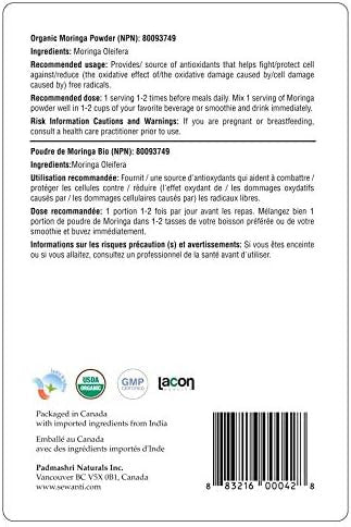 Sewanti Organic Moringa Powder (npn): 80093749 200 gram