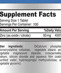 Zinc Citrate/Oxide 50Mg - Immune Support & Antioxidant Supplement, Skin Health Support - 100 Tablets