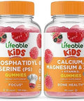 Lifeable Phosphatidylserine (Ps) Kids + Calcium Magnesium & Zinc Kids Gummies Bundle Great Tasting Vitamin Supplement Gluten Gmo Chewable Gummy