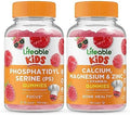 Lifeable Phosphatidylserine (Ps) Kids + Calcium Magnesium & Zinc Kids Gummies Bundle Great Tasting Vitamin Supplement Gluten Gmo Chewable Gummy