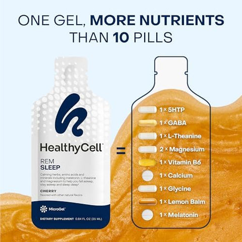 Healthycell Rem Sleep Aid Supplement + Vibrant Hair Skin & Nails Liquid Collagen Supplement For Women & Men Bundle