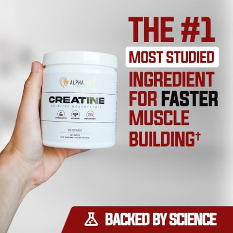 Alpha Lion Creatine Monohydrate Powder 5000Mg Per Serving (5G) Supports Muscle Strength Power Athletic Performance Pure Creatina Monohydrata En Polvo Supplement (60 Servings Unflavored)