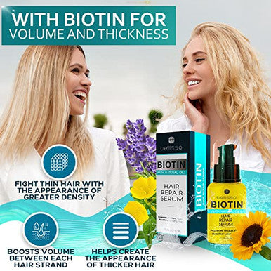 Bellisso Biotin Hair Thickening Serum And Biotin Heat Protectant Spray For Hair With Moroccan Argan Oil