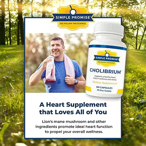 Simple Promise - Cholibrium - Mushroom Supplement With Lions Mane - Heart And Cholesterol Support 60 Capsules