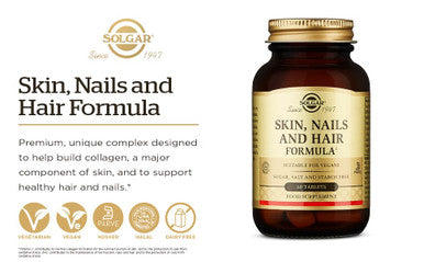 Solgar Skin Nails & Hair Advanced Msm Formula 60 Tablets - Supports Collagen For Hair Nail And Skin Health - Provides Zinc Vitamin C & Copper - Non Gmo Vegan Gluten & Dairy Free - 30 Servings