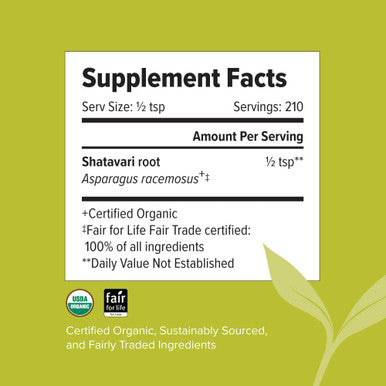 Banyan Botanicals Organic Shatavari Powder Asparagus Racemosus Ayurvedic Herb For Vata & Pitta, Balanced Female Hormones, Energy, Vitality & More* 1/2Lb. Non-Gmo Sustainably Sourced Vegan Ffl