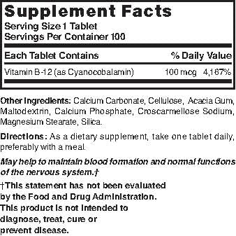 NAT B Vitamin B12 TB 100MCG 100
