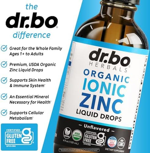 Zinc Supplements Liquid Drops Organic Pure Organic Ionic Liquid Zinc Supplement Drops for Kids Adults Women and Men Vegan Skin Immune Support Supplements for Toddler Kids Adults Women Men 4 Oz
