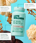 Love Wellness Big Brain Probiotics Nootropics Brain Support Supplement Brain Supplements For Memory And Focus Promotes Mental Clarity & Mood Organic Reishi Chaga & Lions Mane 30 Count