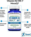 Younglo Research Vitamin K2 Mk7 (Menaq7) 100 Mcg W/Coconut Oil For Superior Absorption Dietary Health Supplement 120 Vegan Liquid Capsules To Support Bone Strength & Density For Adults Women & Men