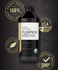 Carlyle Pumpkin Seed Oil 16oz Organic Cold Pressed | Extra Virgin | Vegetarian, Non-GMO, Gluten Free | Safe for Cooking | Great for Hair and Face