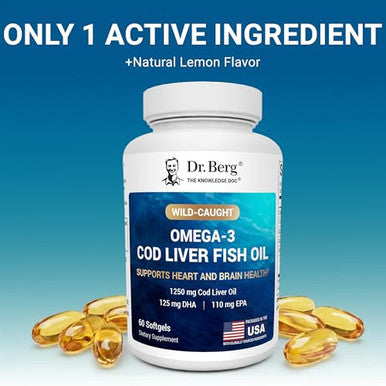Dr Berg Nutritionals Omega 3 Cod Liver Fish Oil 60 Softgels