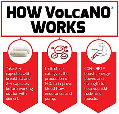 Force Factor Volcano Pre Workout Nitric Oxide Booster Supplement For Men With Creatine And Lcitrulline To Help Boost Nitric Oxide Energy Build Muscle & Improve Blood Flow 120 Count(Pack Of 3)