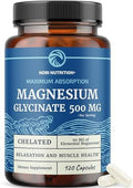 Nobi Nutrition Magnesium Glycinate 500Mg High Absorption Chelated For Muscle Relaxation Bones Heart Nerve Sleep & Calm Support For Women & Men Magnesium Chelate Supplement & Bisglycinate Complex 120Ct