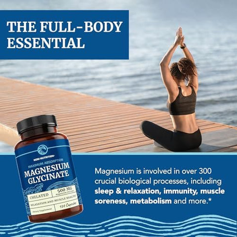 Vitamin D3 K2 and Magnesium Glycinate Supplement Bone Heart and Muscle Support with 5000 IU D3 K2 MK7 and 500mg Magnesium High Absorption Immune and Nerve Support 60 Servings Each