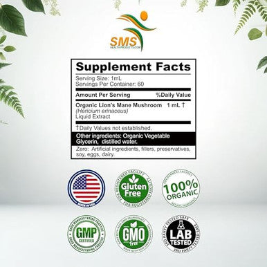 Smshealthproducts.Com Lion'S Mane Mushroom Drops Supplement Lions Mane Tincture Natural Immune Support 2 Fl Oz