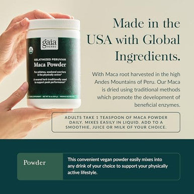 Gaia Herbs Maca Powder Natural Energy Supplement Supports And Maintains Healthy Energy And Stamina Made With Usda Organic Maca Root (Lepidium Meyenii) 8 Oz (69Day Supply)