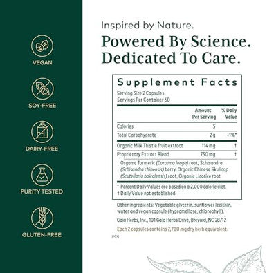 Gaia Herbs Pro Daily Liver Pro Natural Liver Support With Milk Thistle Licorice Root Turmeric Root & More Vegan Organic & Gluten 120 Liquid Phytocaps (60 Servings)