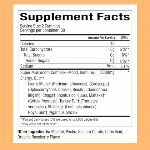 Plant People Wonderday Extra Strength Mushroom Gummies â€“ Sugar Lionâ€™S Mane Cordyceps Reishi & Chaga Supplement For Adults â€“ Mood Boost Energy Focus Immune Support & Gut Health â€“ Vegan Non-Gmo (60 Count)