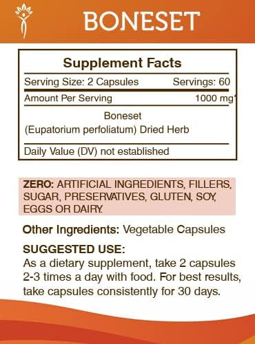 Secrets of the Tribe Boneset 120 Capsules, Made with Vegetable Capsules and Boneset (Eupatorium perfoliatum) Dried Herb (120 Capsules)