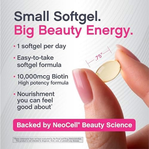 Neocell Biotin Hair Revitalizer 10000Mcg 300 Softgels Daily Nourishing Formula For Women And Men Hair Skin And Nails Supplement