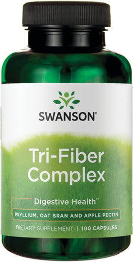 Swanson Tri-Fiber Complex - Digestive Health Supplement Made with Psyllium Oat Bran &' Apple Pectin - (100 Capsules)